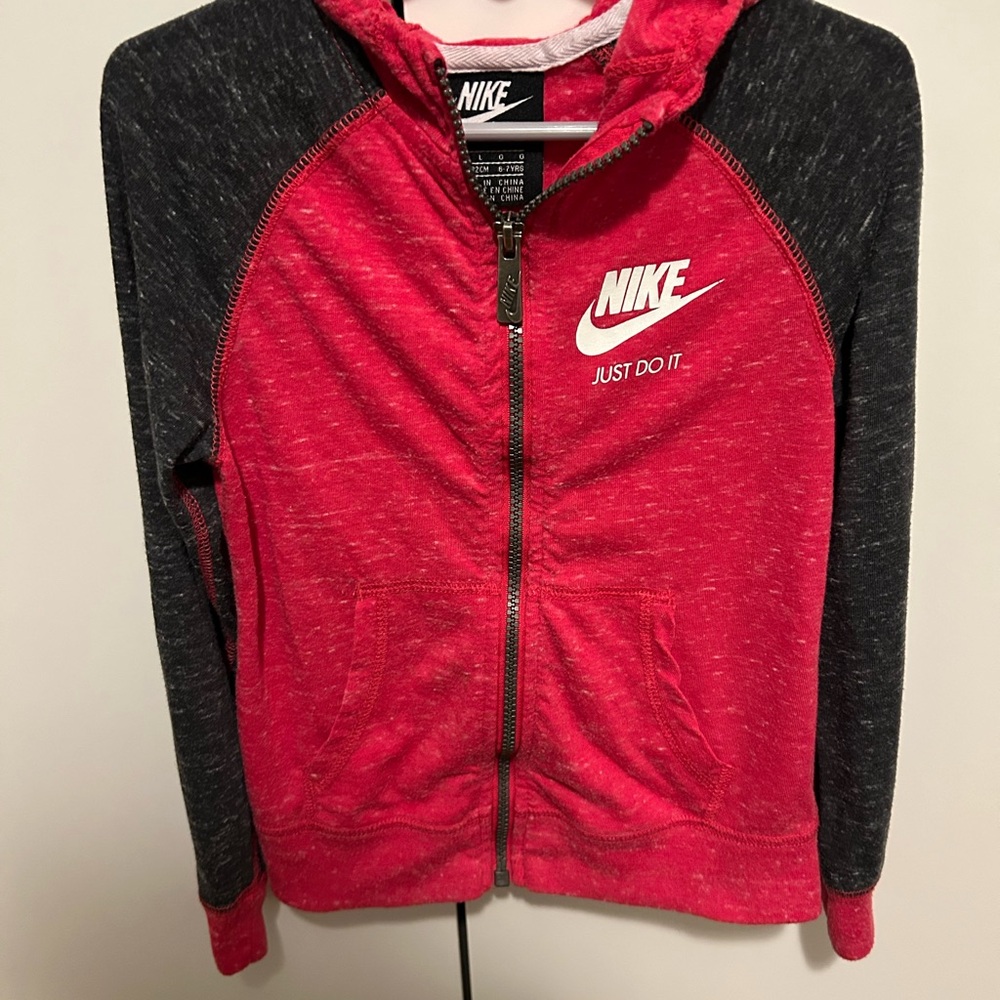 Nike Kids Pink and Gray Hoodie size 6x